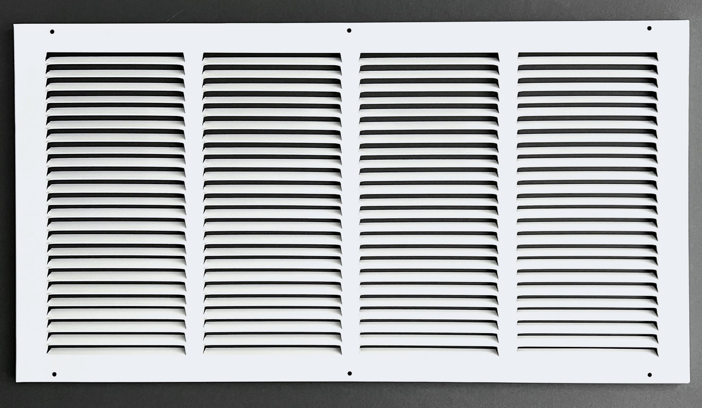 24"x12" Stamped Face Steel Return Grille Vent Cover White Powder Coating Without Frame Outside Dimension 25.75"x13.75"