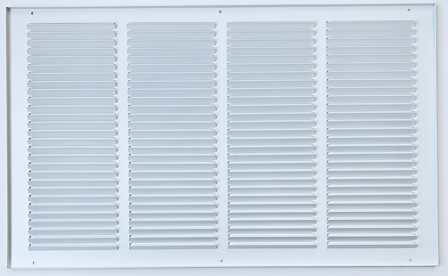Fits 24x14 Duct Opening Stamped Steel Return Air Grille Vent Cover Grille for Sidewall and Ceiling in White Surface Dimensions: 25.75"W X 15.75"H (24" W x 14" H Duct Opening)