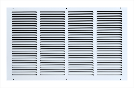 Fits 24x14 Duct Opening Stamped Steel Return Air Grille Vent Cover Grille for Sidewall and Ceiling in White Surface Dimensions: 25.75"W X 15.75"H (24" W x 14" H Duct Opening)