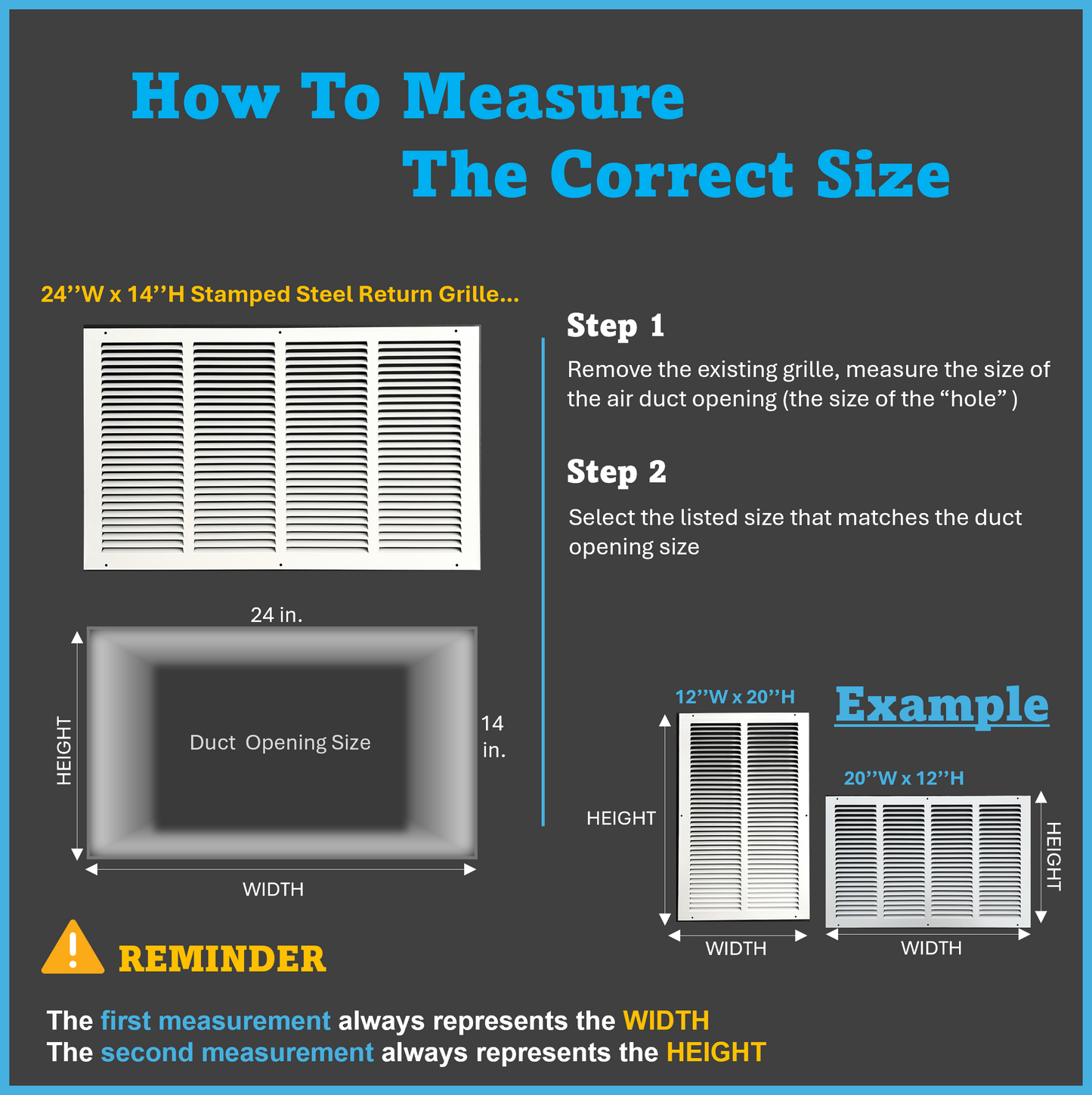 Fits 24x14 Duct Opening Stamped Steel Return Air Grille Vent Cover Grille for Sidewall and Ceiling in White Surface Dimensions: 25.75"W X 15.75"H (24" W x 14" H Duct Opening)