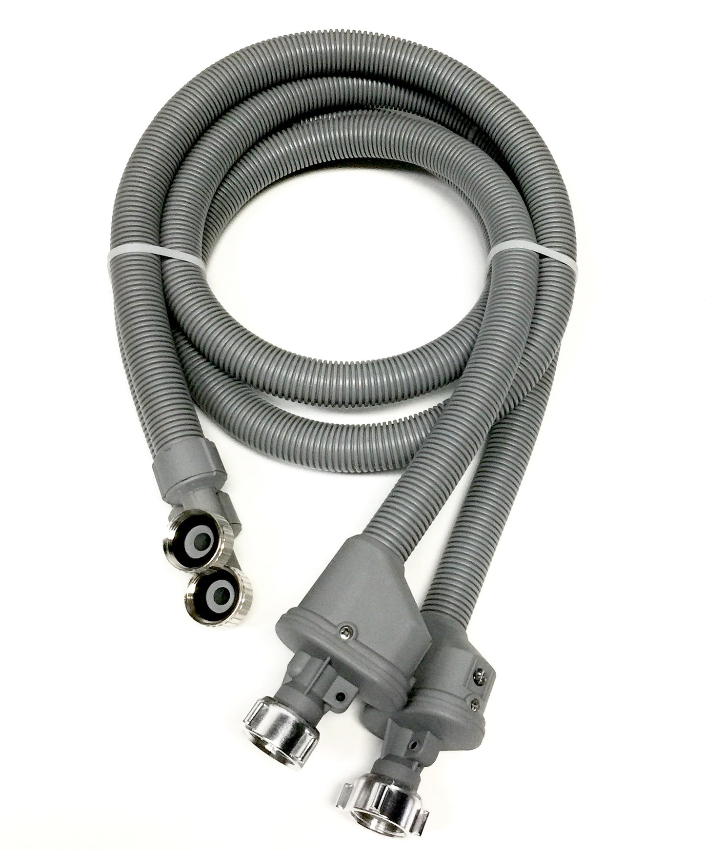 2-pack Flood Safe Washing Machine Hoses - 6 FT Heavy Duty PVC Hose Sealed With Rigid Corrugated Outer Wall in Gray and Built-in Auto Shut-off Valve Come with Universal 90 degree elbow Connection