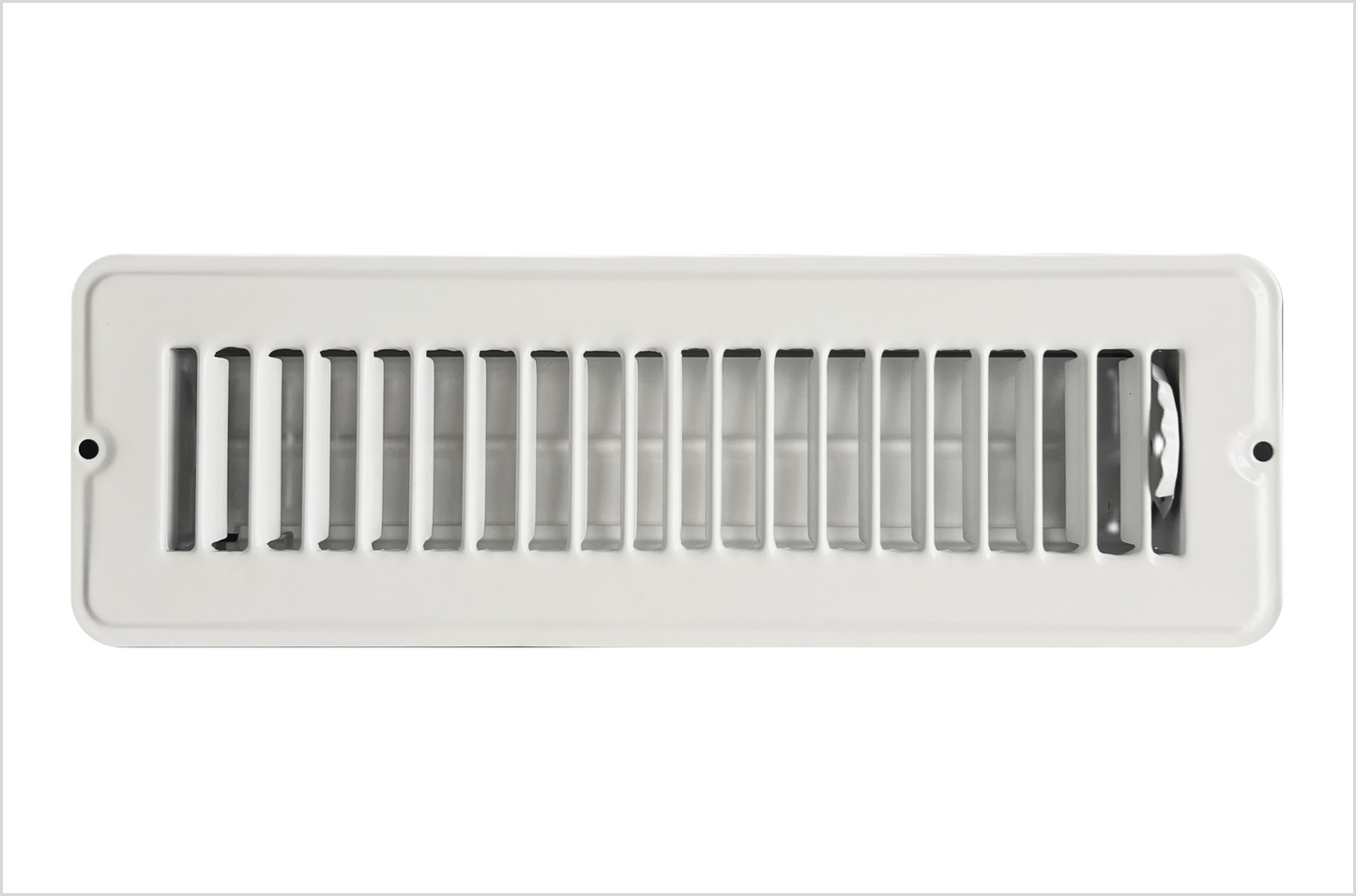 RV and Home White Stamped Steel Floor Diffuser/Register with Damper 10" X 2" (Duct Opening Size)
