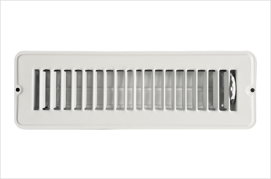 RV and Home White Stamped Steel Floor Diffuser/Register with Damper 10" X 2" (Duct Opening Size)