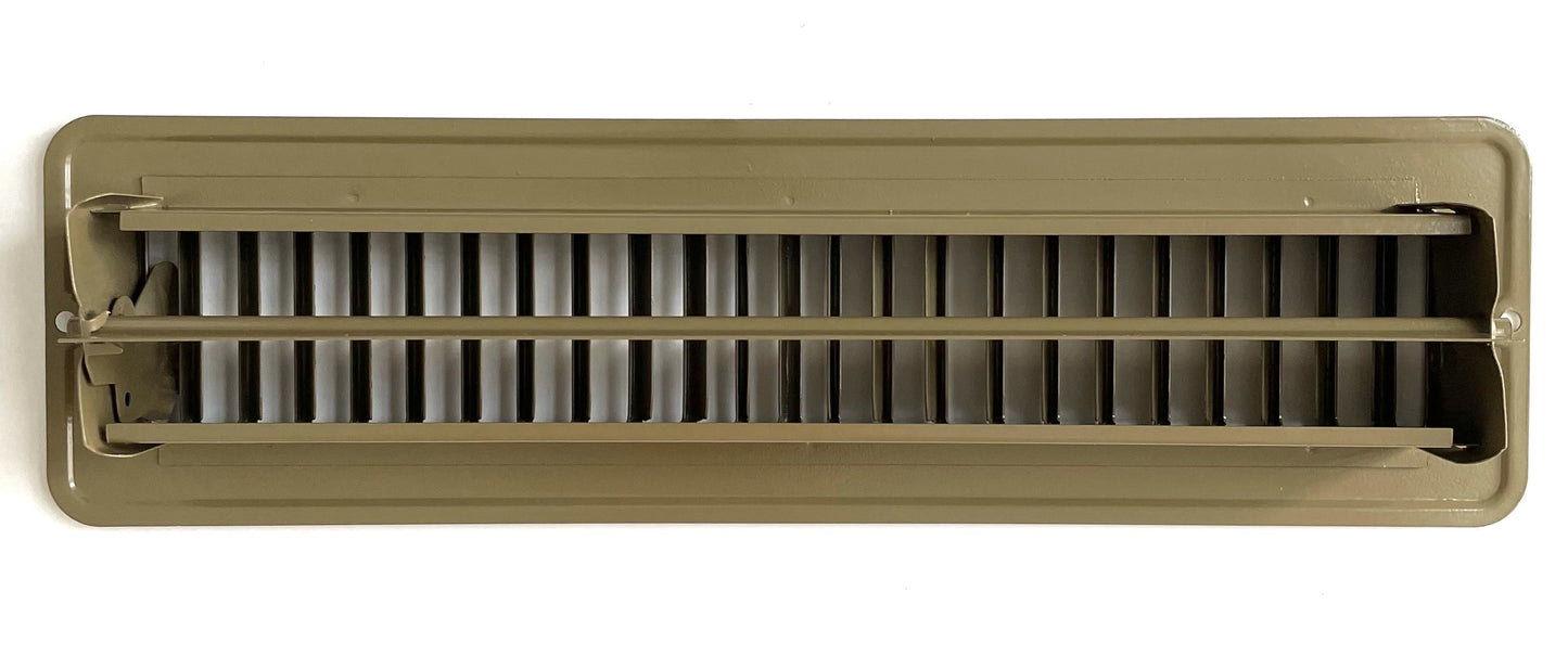 RV and Home Brown Stamped Steel Floor Diffuser/Register with Damper 12" X 2" (Duct Opening Size) Outside Dimension 13.5"x 3.75"
