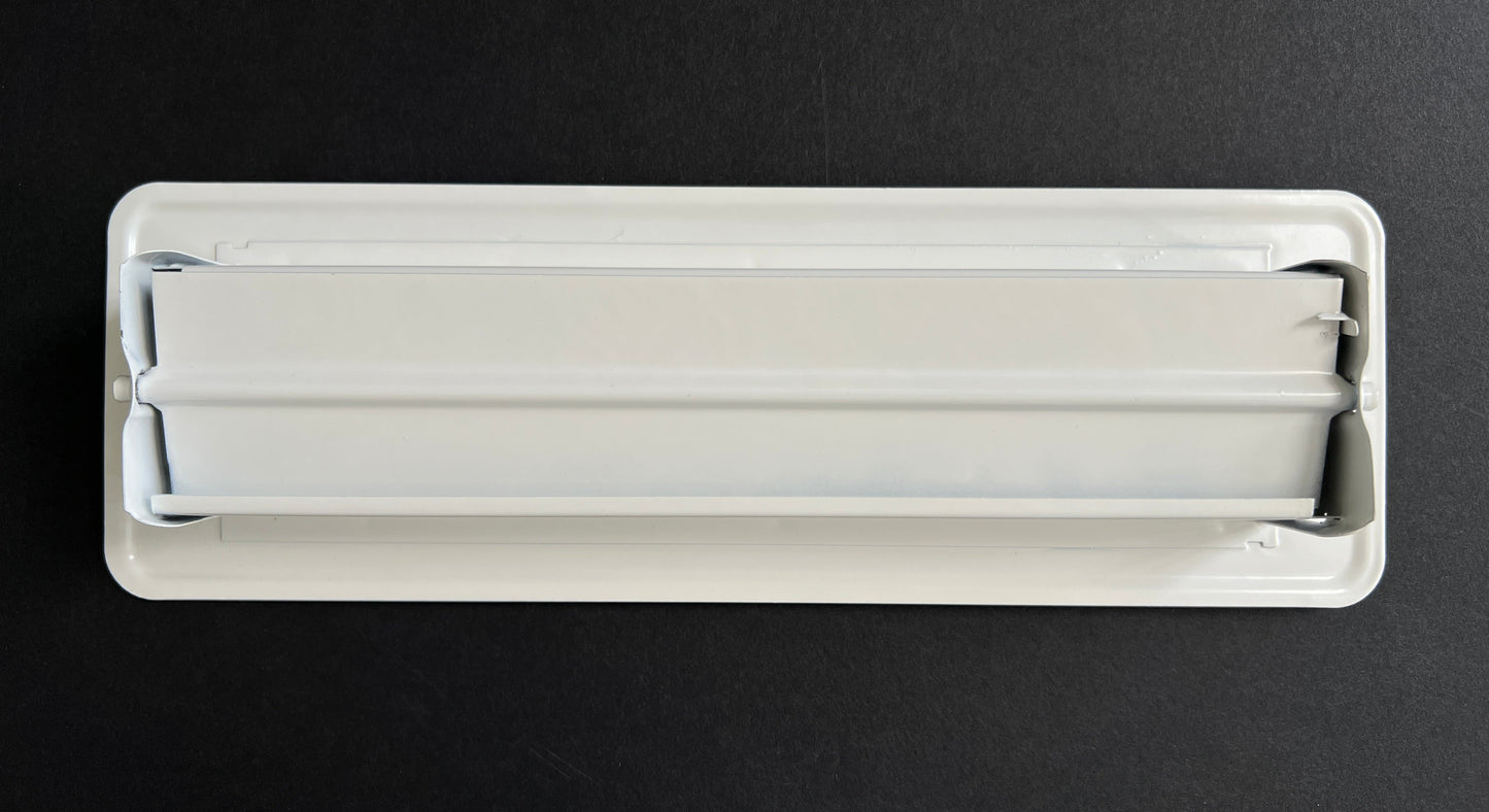 RV and Home White Stamped Steel Floor Diffuser/Register with Damper 10" X 2" (Duct Opening Size)