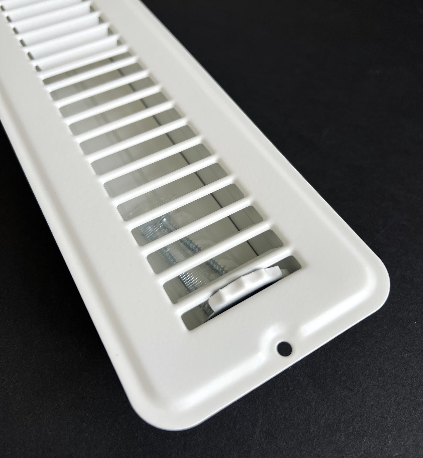 RV and Home White Stamped Steel Floor Diffuser/Register with Damper 12" X 2" (Duct Opening Size) Outside Dimension 13.5"x 3.75"