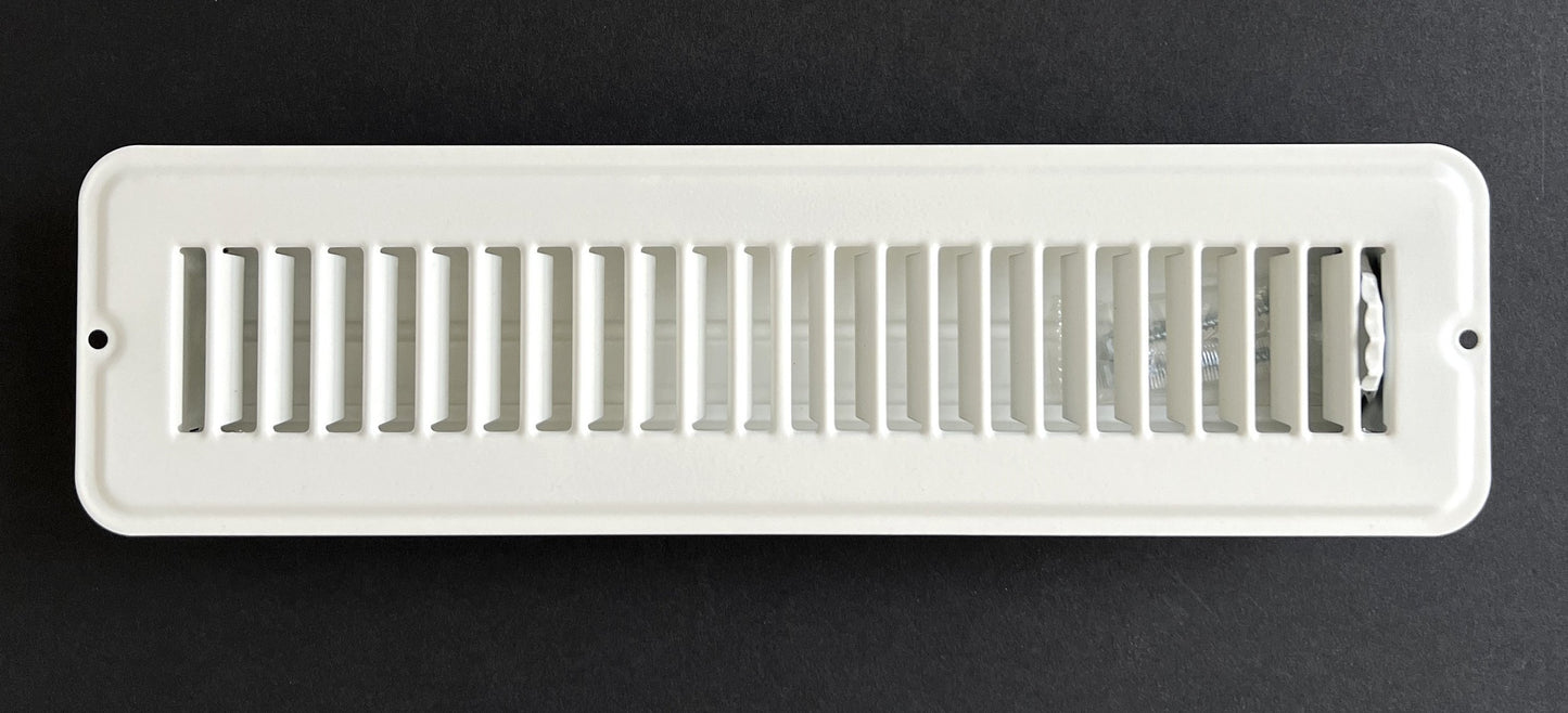 RV and Home White Stamped Steel Floor Diffuser/Register with Damper 12" X 2" (Duct Opening Size) Outside Dimension 13.5"x 3.75"