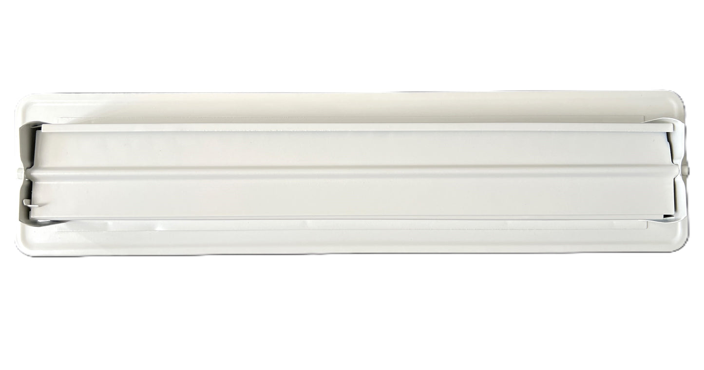 RV and Home White Stamped Steel Floor Diffuser/Register with damper 14" X 2" (duct opening size) Outside dimension 15.5"x 3.75"