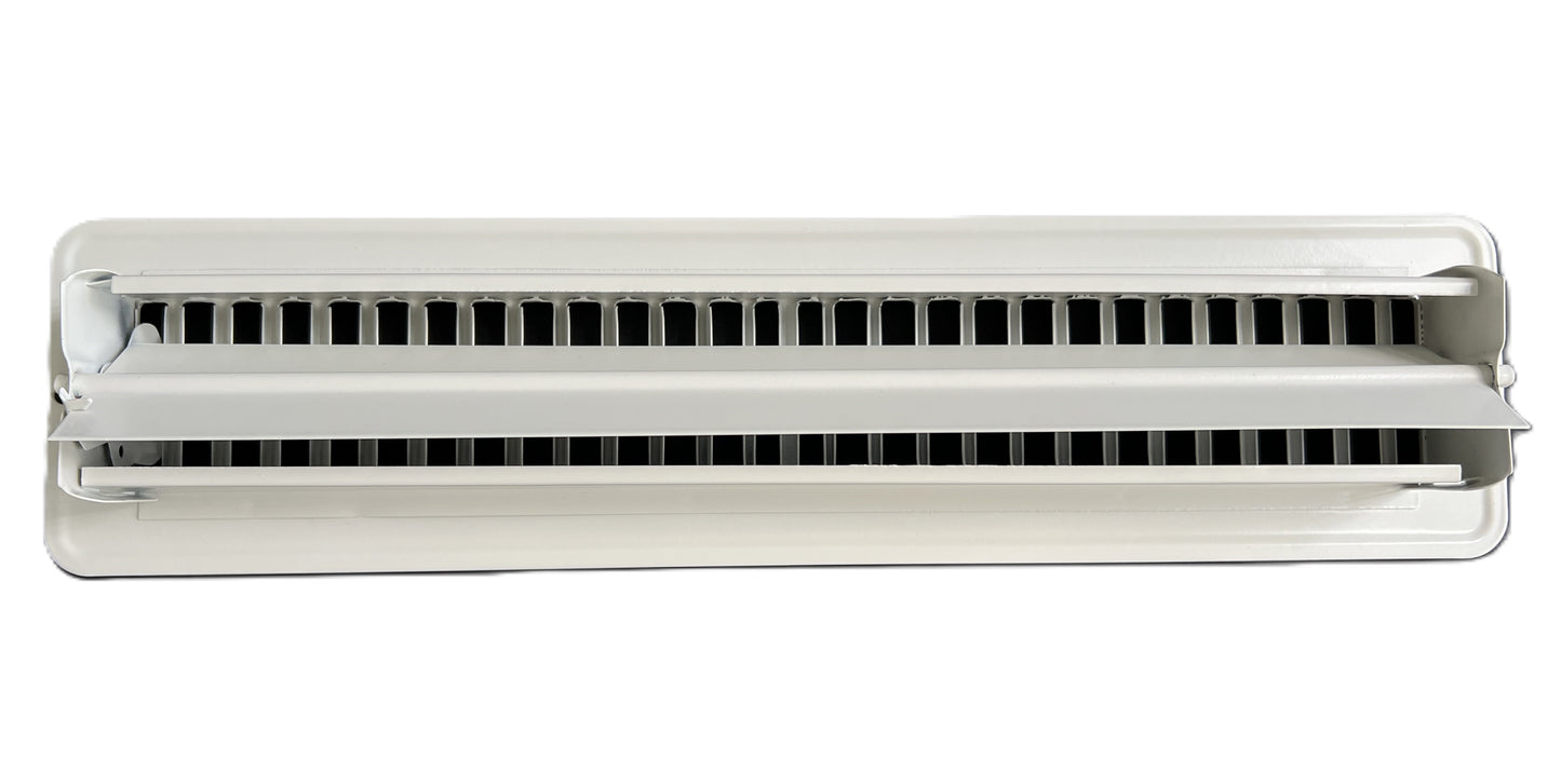 RV and Home White Stamped Steel Floor Diffuser/Register with damper 14" X 2" (duct opening size) Outside dimension 15.5"x 3.75"