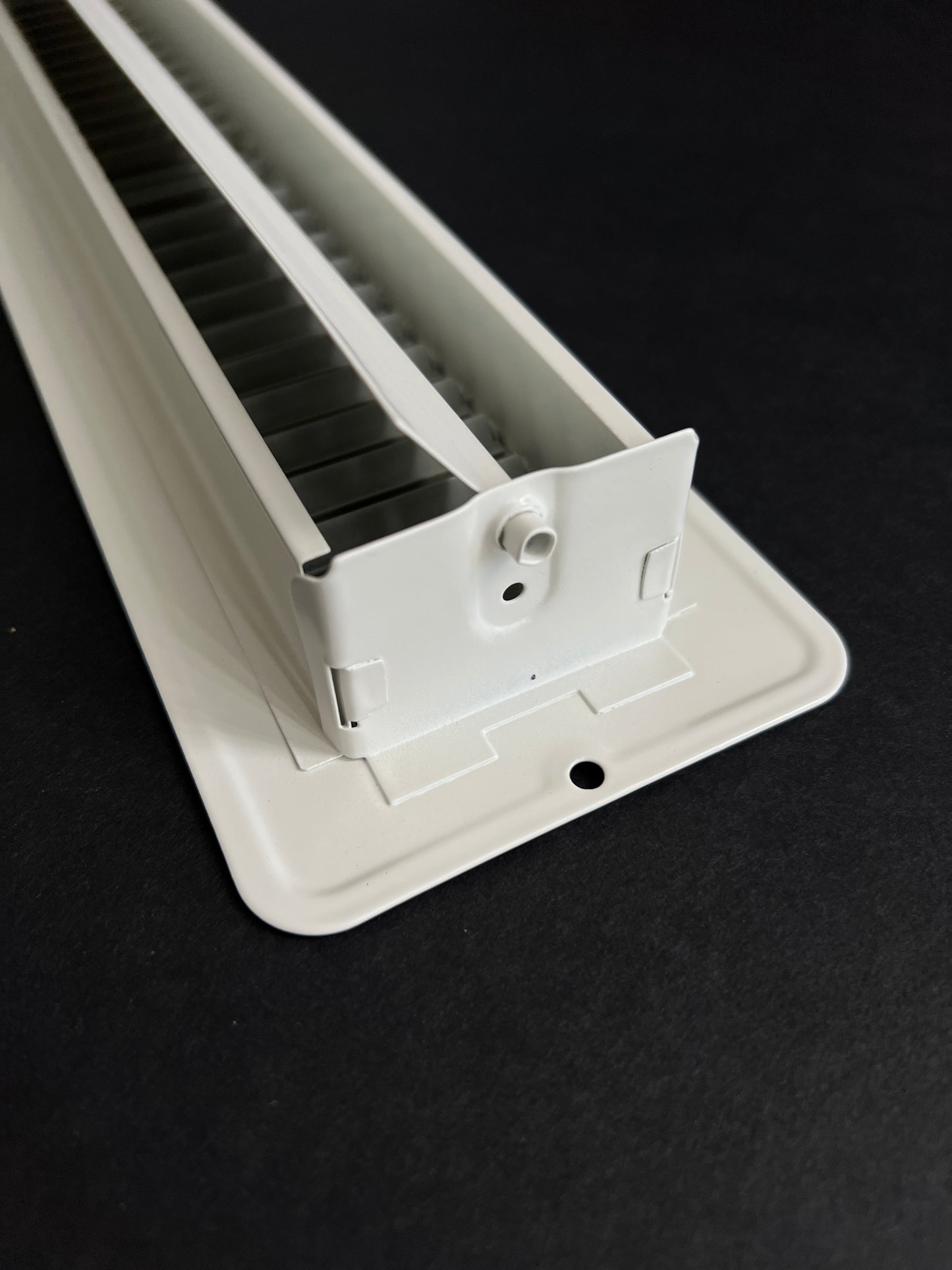 RV and Home White Stamped Steel Floor Diffuser/Register with damper 14" X 2" (duct opening size) Outside dimension 15.5"x 3.75"