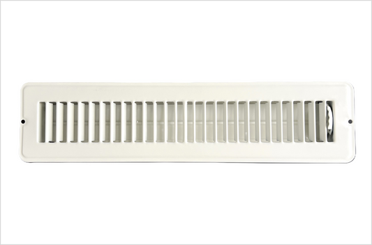 RV and Home White Stamped Steel Floor Diffuser/Register with damper 14" X 2" (duct opening size) Outside dimension 15.5"x 3.75"