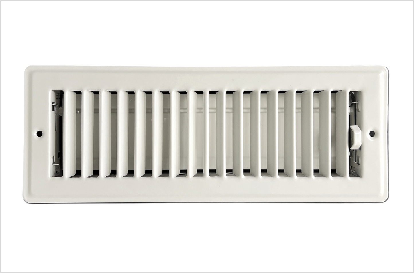 RV and Home White Stamped Steel Floor Diffuser/Register with Damper 10" X 3" (Duct Opening Size) Outside Dimension 11.5"x 4.5"