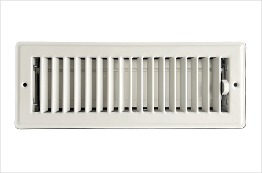 RV and Home White Stamped Steel Floor Diffuser/Register with Damper 10" X 3" (Duct Opening Size) Outside Dimension 11.5"x 4.5"