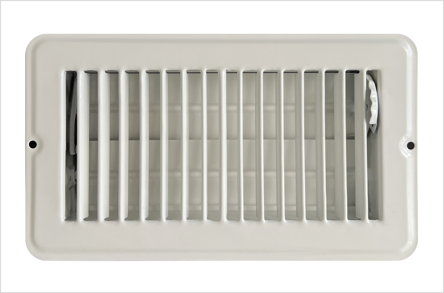 RV and Home White Stamped Steel Floor Diffuser/Register with Damper 8" X 4" (Duct Opening Size) Outside Dimension 9.6"x 5.6"