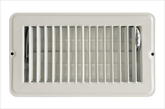 RV and Home White Stamped Steel Floor Diffuser/Register with Damper 8" X 4" (Duct Opening Size) Outside Dimension 9.6"x 5.6"