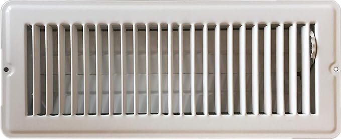 RV and Home White Stamped Steel Floor Diffuser/Register with Damper 12" X 4" (Duct Opening Size) Outside Dimension 13.5"x 5.5"