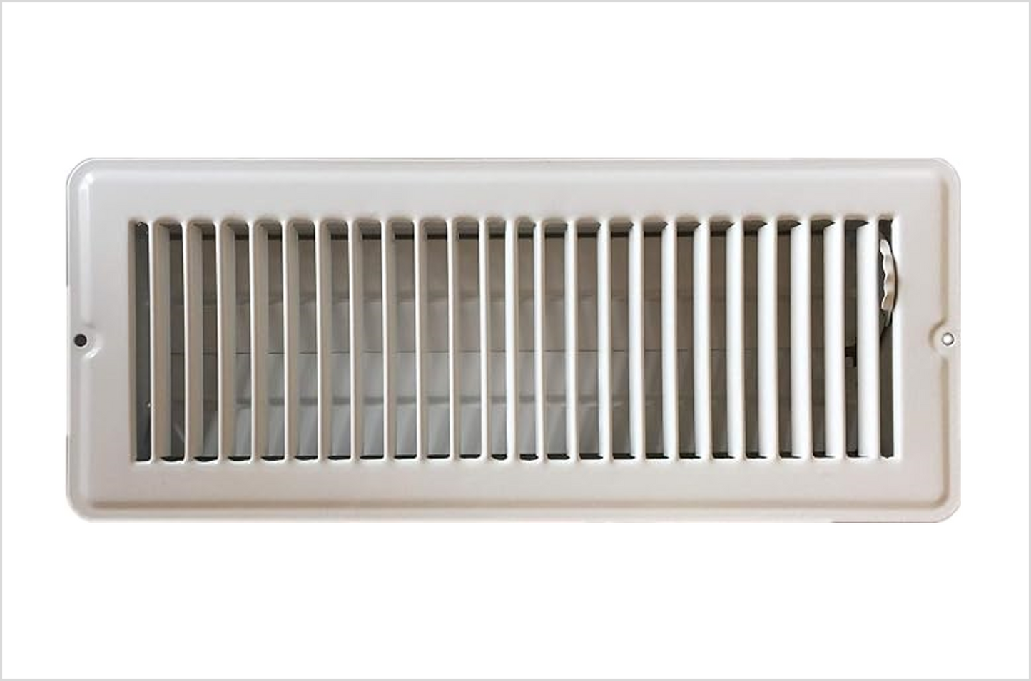 RV and Home White Stamped Steel Floor Diffuser/Register with Damper 12" X 4" (Duct Opening Size) Outside Dimension 13.5"x 5.5"