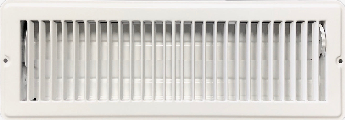 RV and Home White Stamped Steel Floor Diffuser/Register with Damper 12" X 4" (Duct Opening Size) Outside Dimension 13.5"x 5.5"