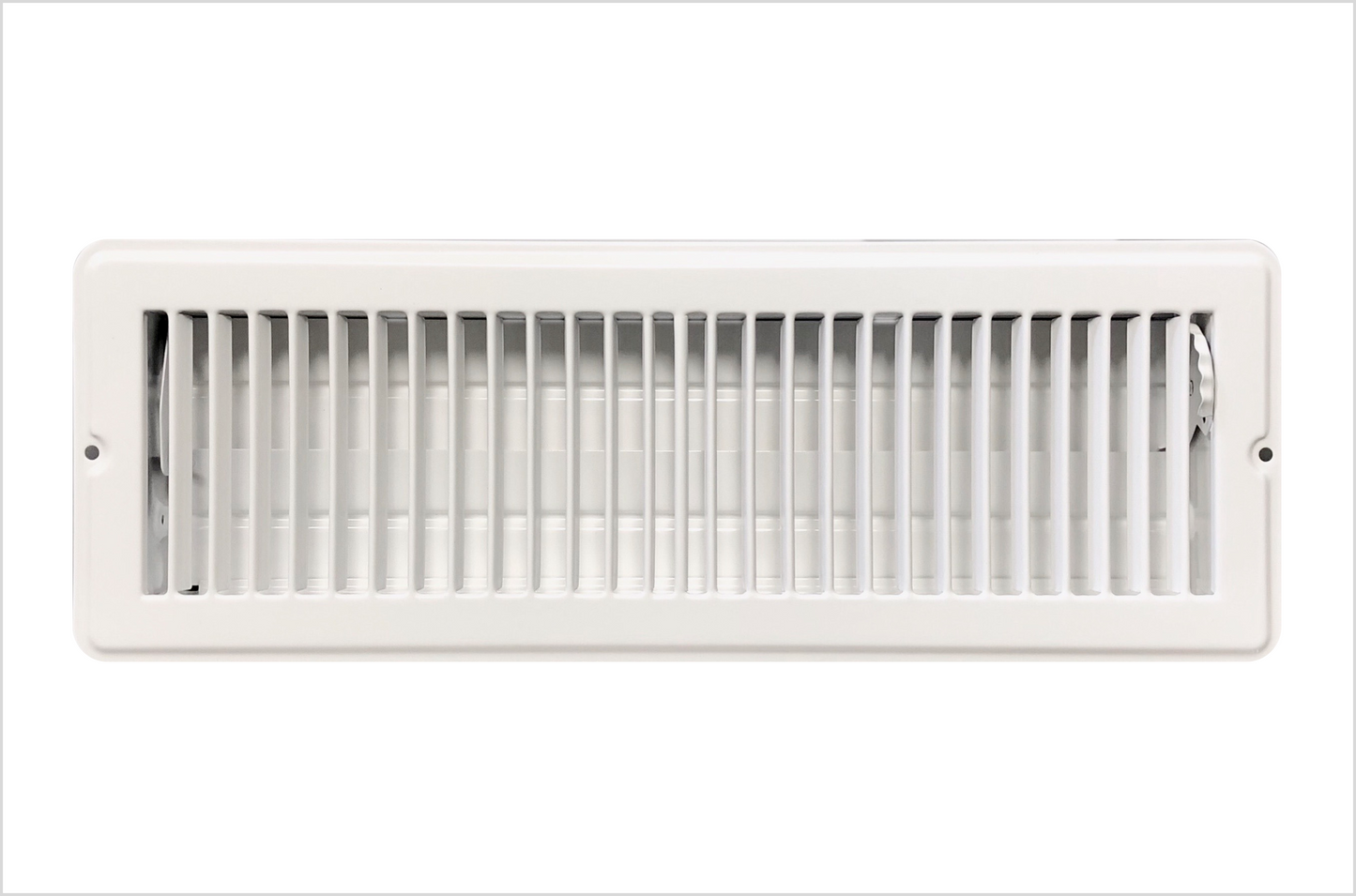RV and Home White Stamped Steel Floor Diffuser/Register with Damper 12" X 4" (Duct Opening Size) Outside Dimension 13.5"x 5.5"