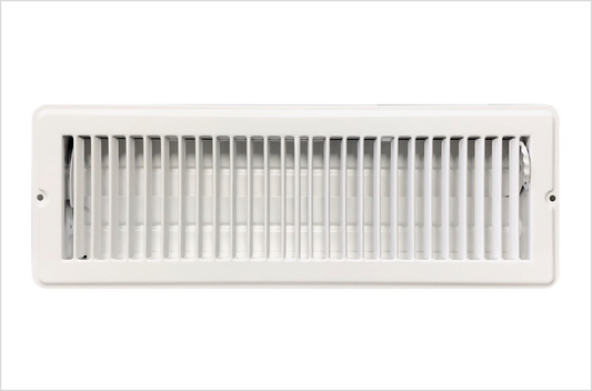 RV and Home White Stamped Steel Floor Diffuser/Register with Damper 12" X 4" (Duct Opening Size) Outside Dimension 13.5"x 5.5"