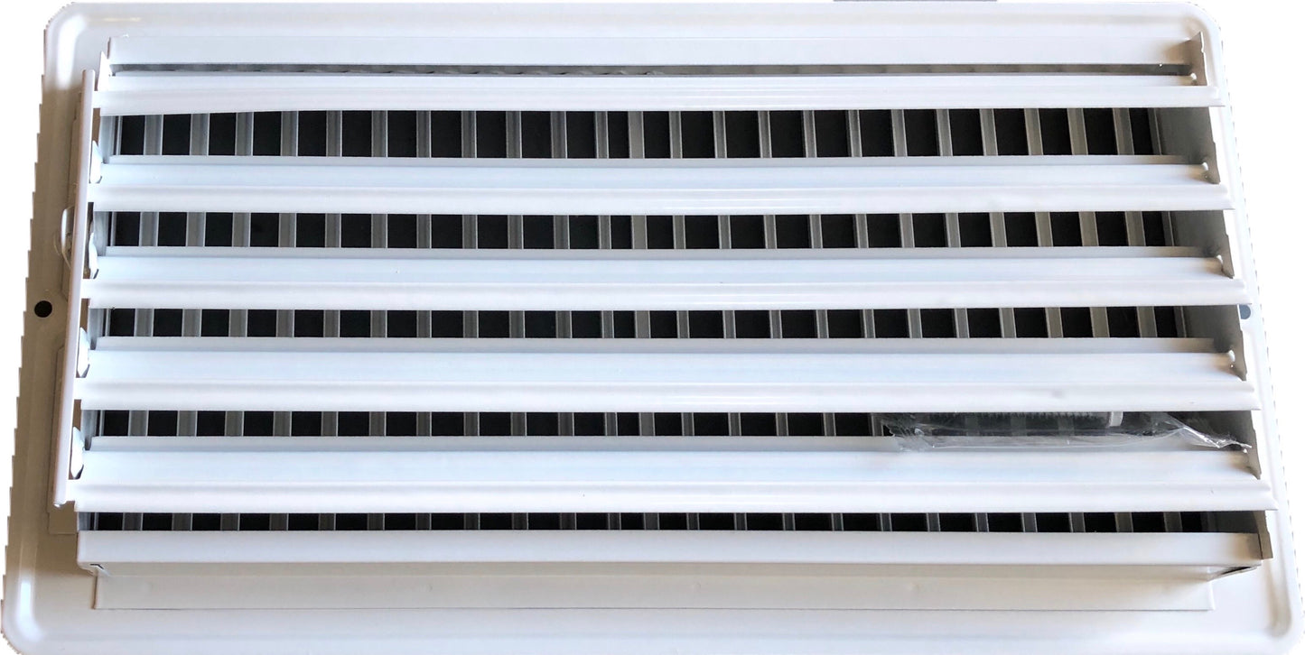 RV and Home White Stamped Steel Floor Diffuser/Register with Damper 12" X 6" (Duct Opening Size) Outside Dimension 13.25"x 7.25"