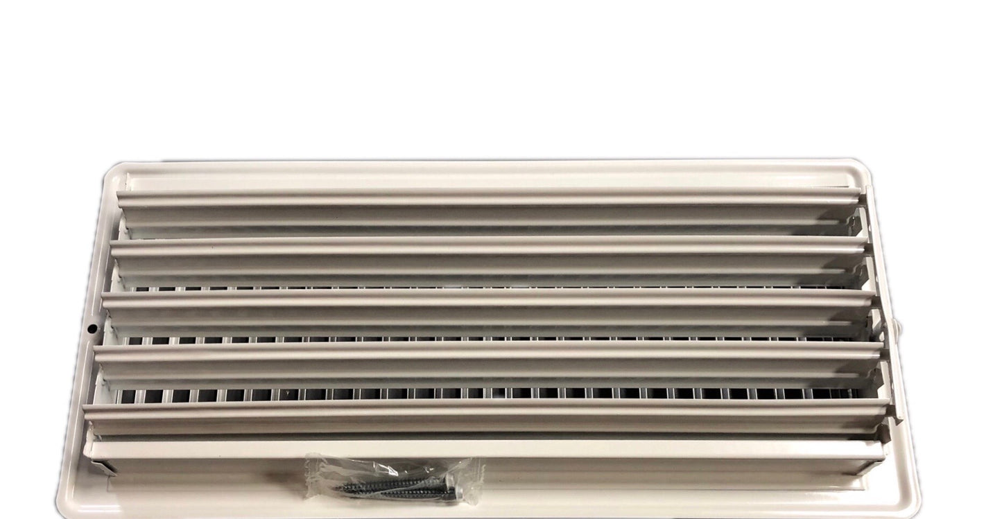 RV and Home White Stamped Steel Floor Diffuser/Register with Damper 14" X 6" (Duct Opening Size) Outside Dimension 15.25"x 7.25"