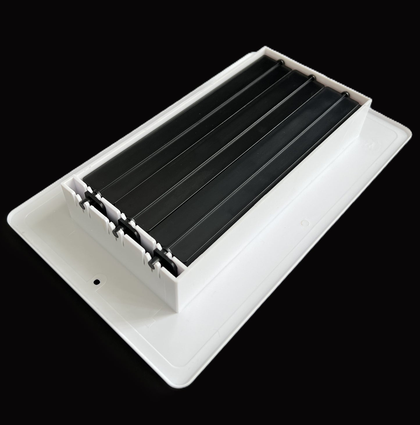 Two-way plastic side wall/ceiling register in white 8"w X 4"h for duct opening