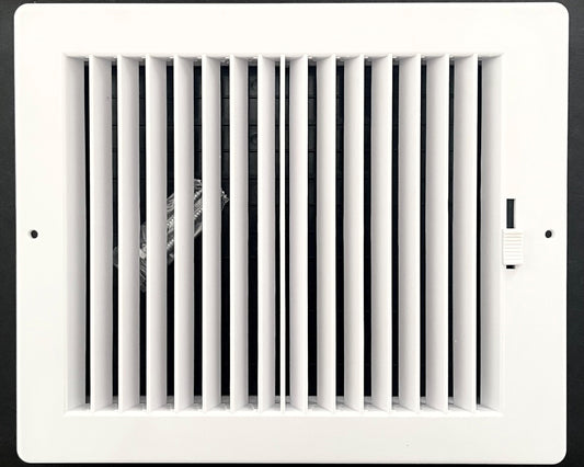 Two-Way Plastic Side Wall/Ceiling Register in White 10" w X 8" h for Duct Opening