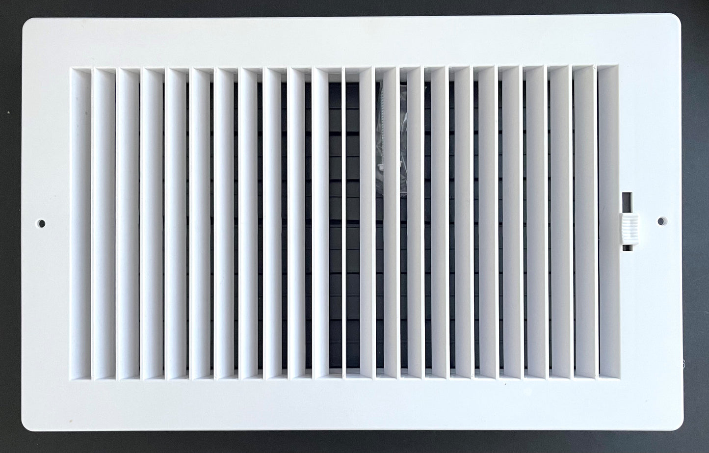 Two-Way Plastic Side Wall/Ceiling Register in White 14" w X 8" h for Duct Opening (Outside Dimension is 16" w X 10" h)