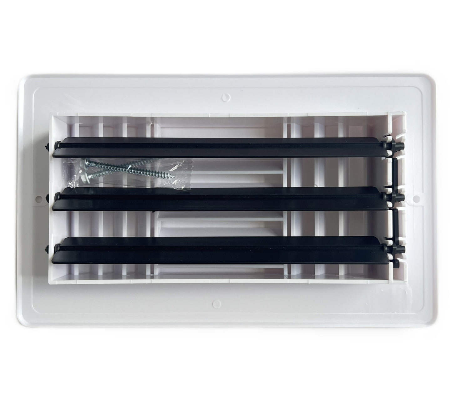 Three-Way Plastic Side Wall/Ceiling Register in White 8" w X 4" h for Duct Opening (Outside Dimension is 9.75" w X 6" h)