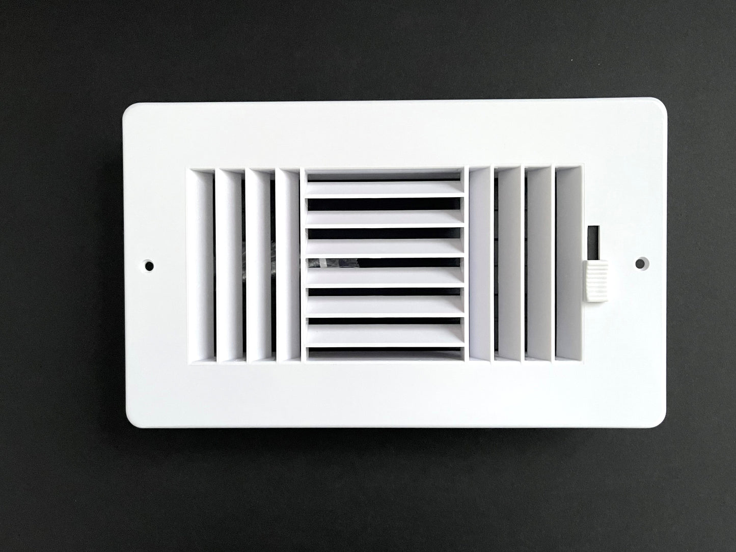 Three-Way Plastic Side Wall/Ceiling Register in White 8" w X 4" h for Duct Opening (Outside Dimension is 9.75" w X 6" h)