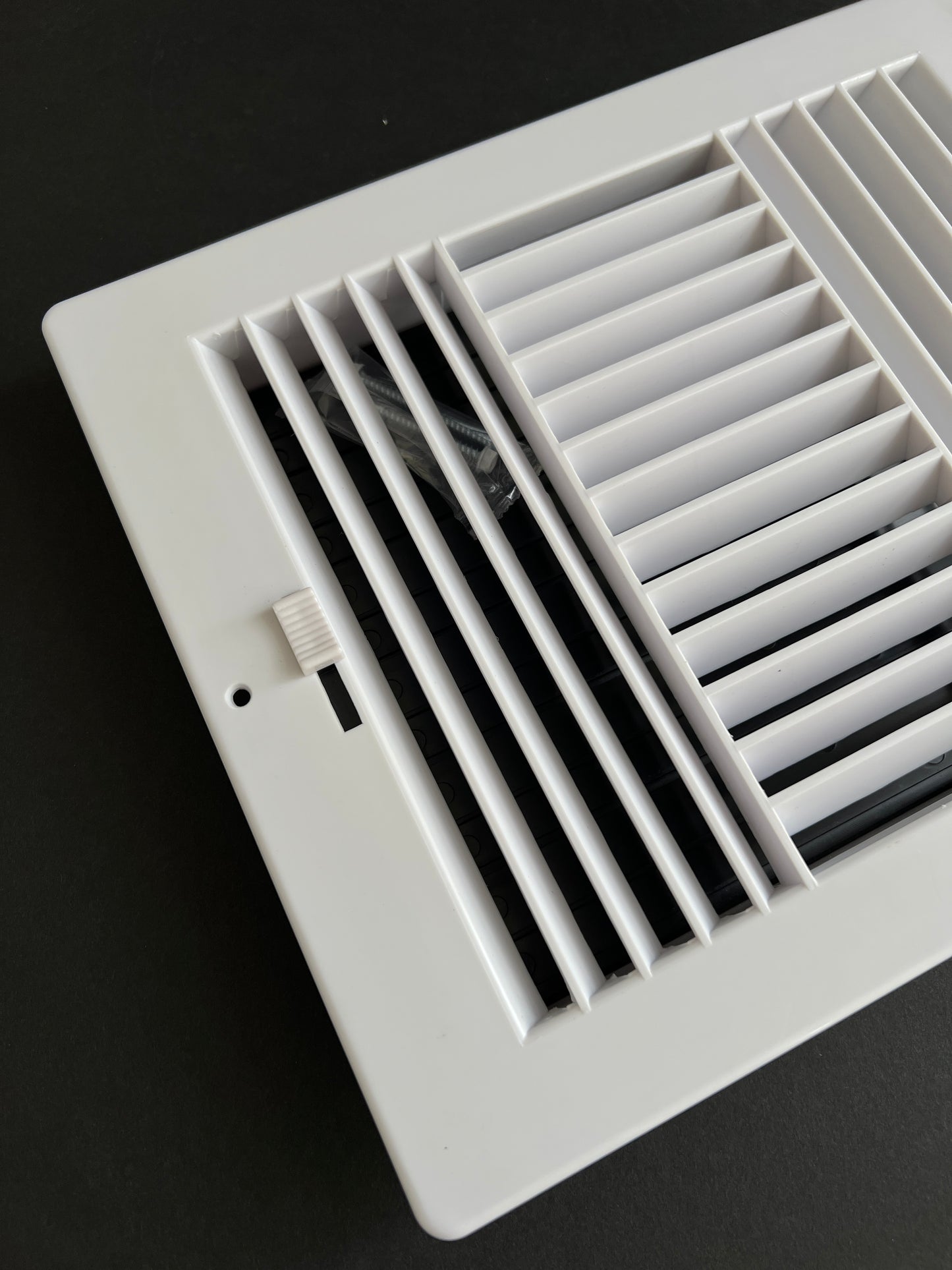 Three-Way Plastic Side Wall/Ceiling Register in White 10"w X 8"h for Duct Opening (Outside Dimension is 12"w X 10"h)