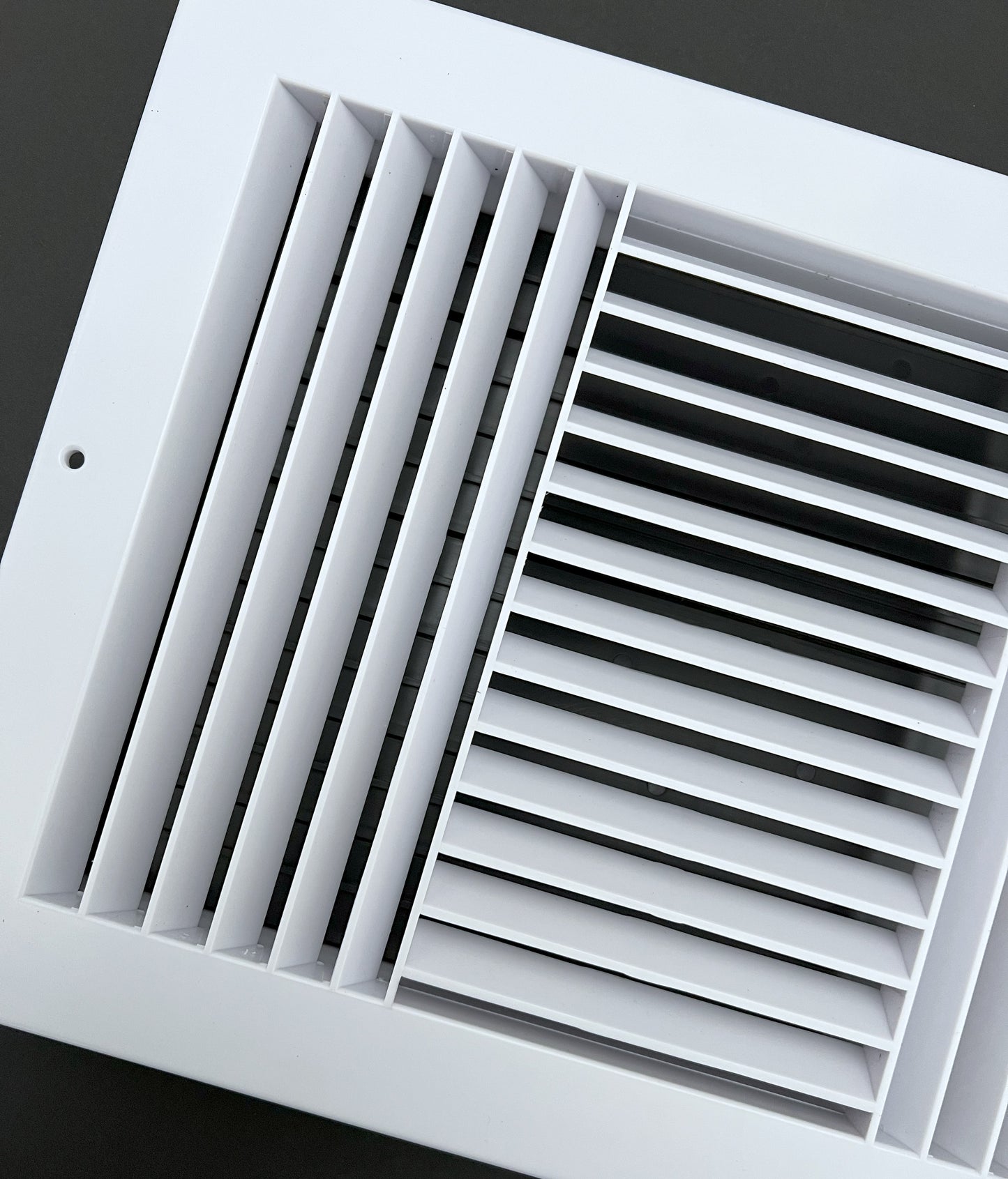 Three-Way Plastic Side Wall/Ceiling Register in White 12"w X 8"h for Duct Opening (Inside Dimension) - Outside Dimension is 13.75"w X 10"h