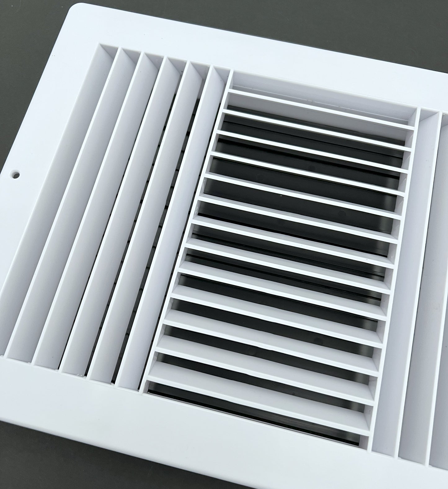 Three-Way Plastic Side Wall/Ceiling Register in White 12"w X 8"h for Duct Opening (Inside Dimension) - Outside Dimension is 13.75"w X 10"h