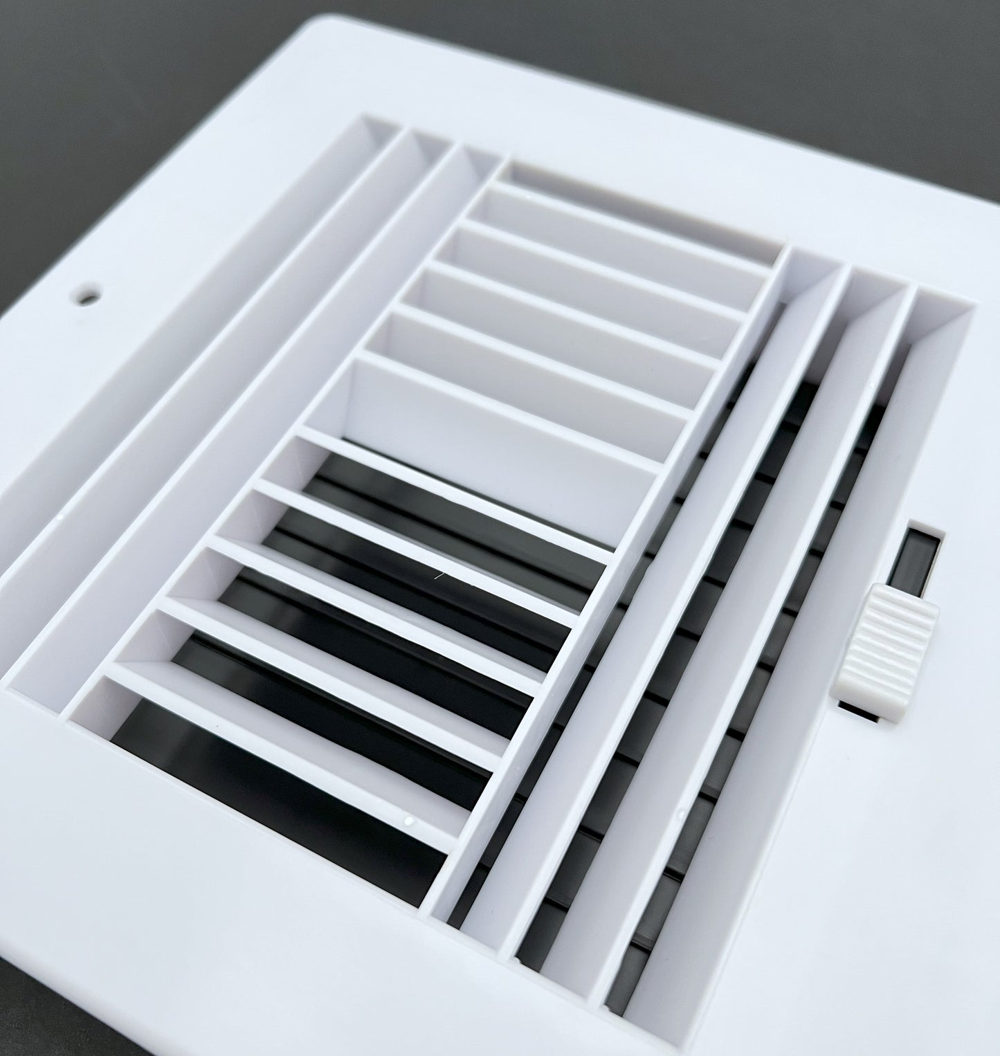 Four-Way Plastic Side Wall/Ceiling Register in White 8"w X 8"h for Duct Opening (Outside Dimension is 10"w X 10"h)