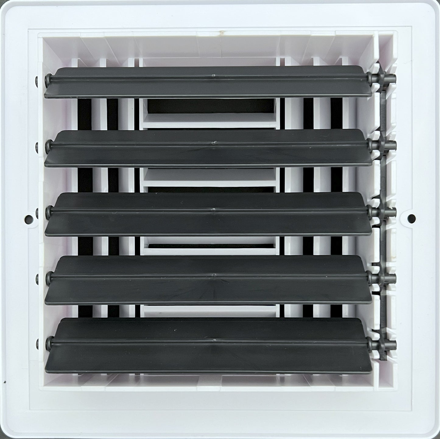 Four-Way Plastic Side Wall/Ceiling Register in White 8"w X 8"h for Duct Opening (Outside Dimension is 10"w X 10"h)