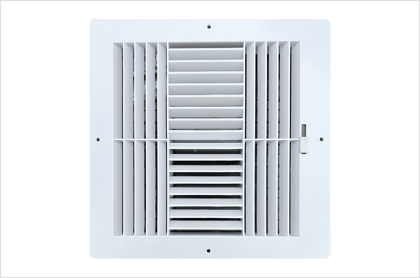 Four-Way Plastic Side Wall/Ceiling Register in White 10" w X 10" h for Duct Opening