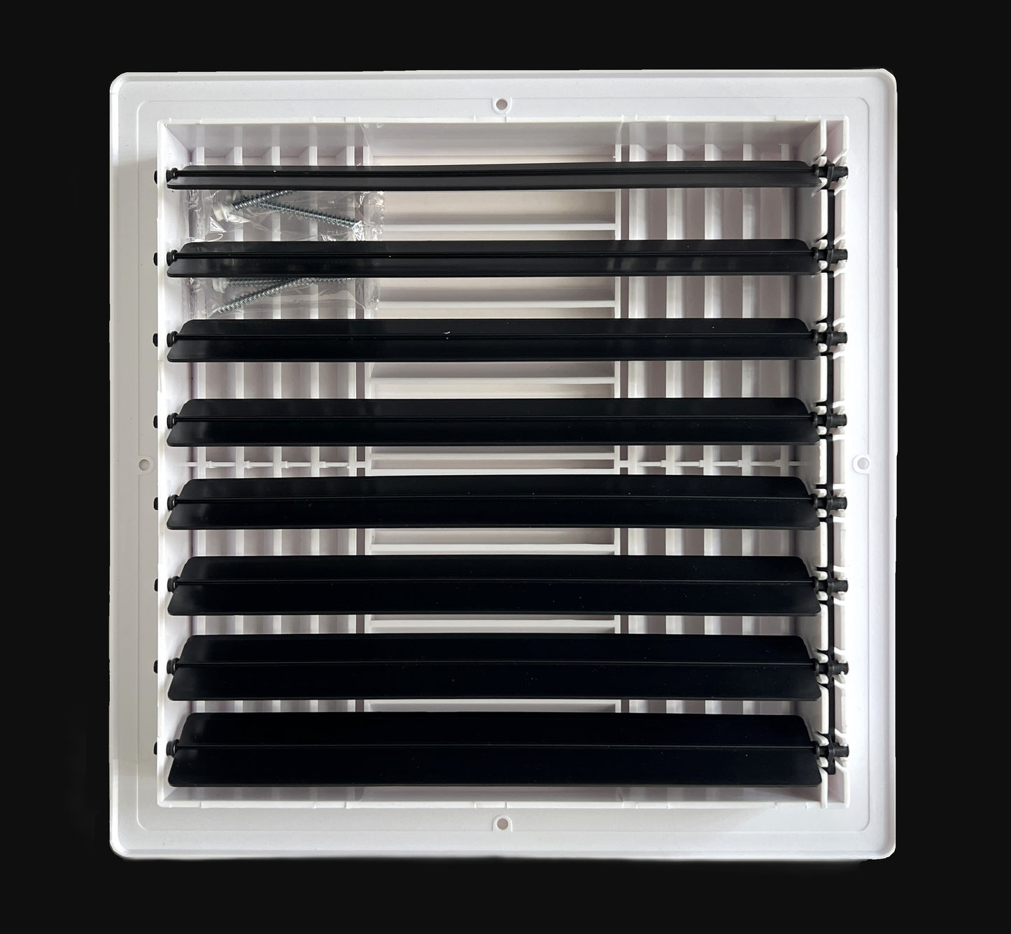 Four-Way Plastic Side Wall/Ceiling Register in White 10" w X 10" h for Duct Opening