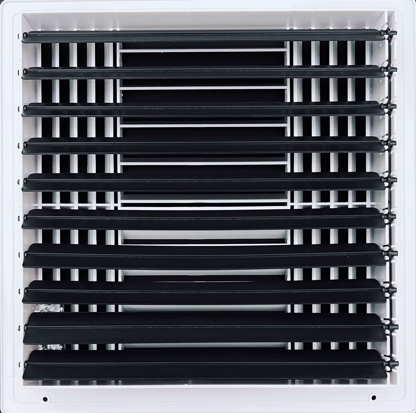 Four-Way Plastic Side Wall/Ceiling Register in White 12" w X 12" h for Duct Opening (Outside Dimension is 14" w X 14" h)