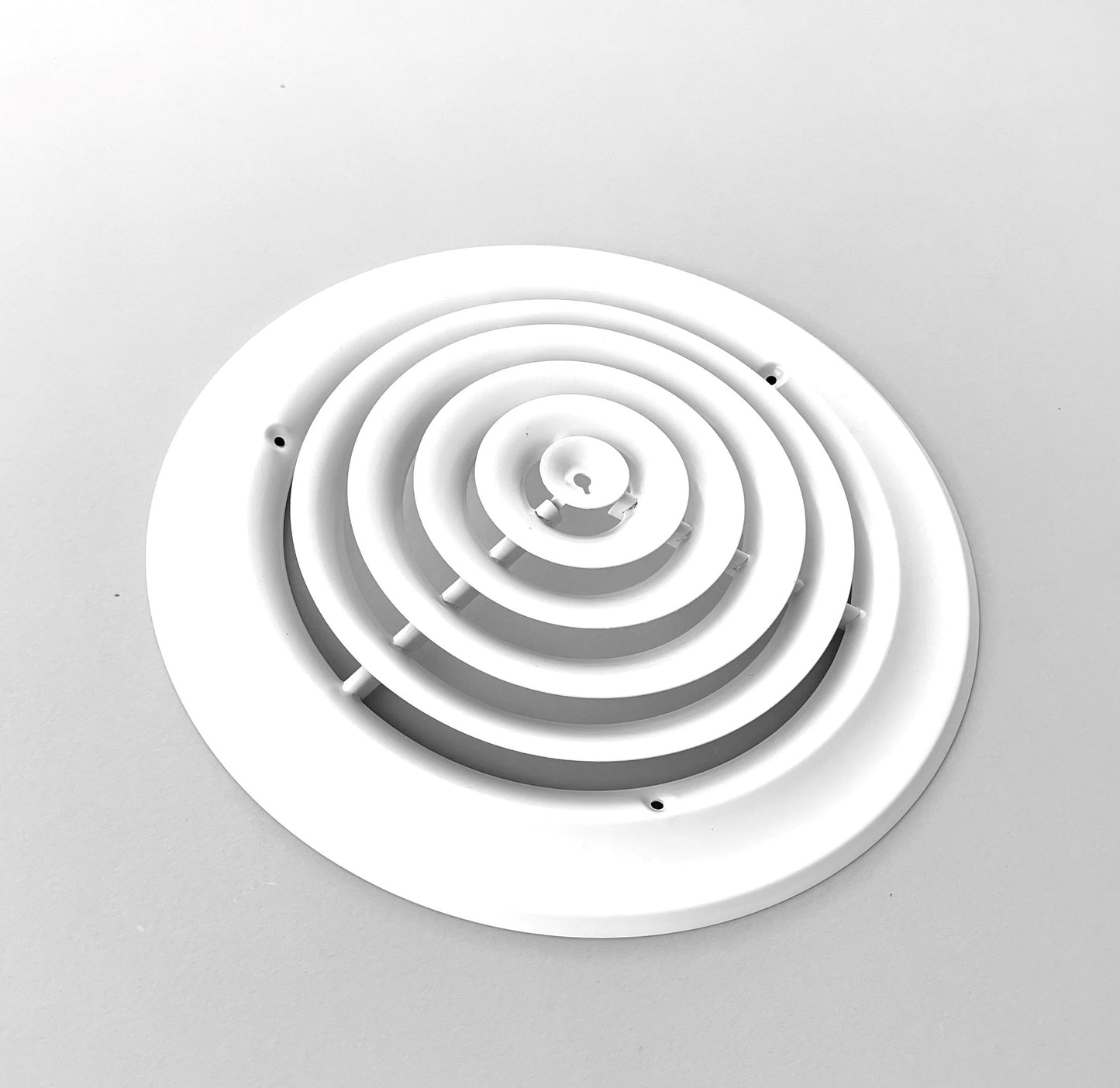 10" Round Ceiling Diffuser White Powder Coated Fitting in 10" Duct Opening