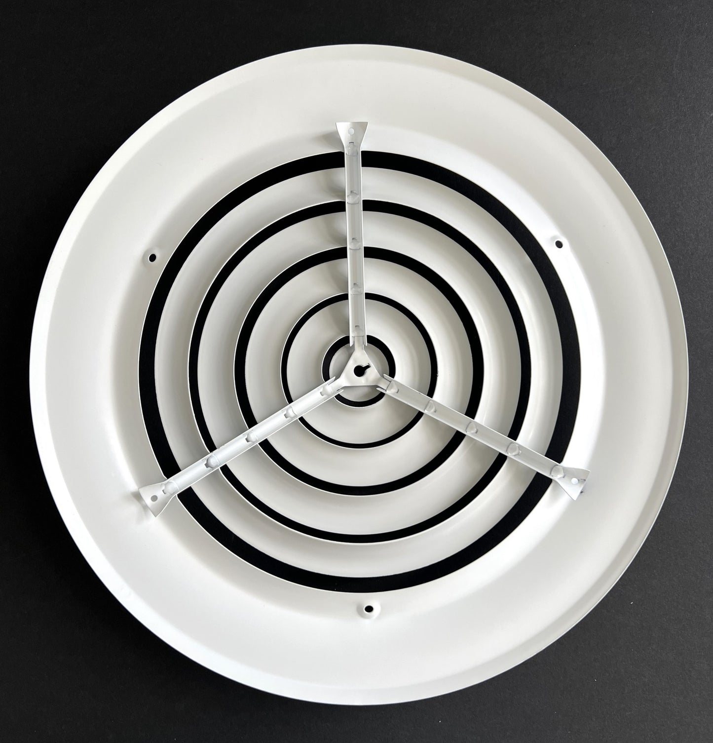 8" Round Ceiling Diffuser White Powder Coated fitting in 8" Duct Opening