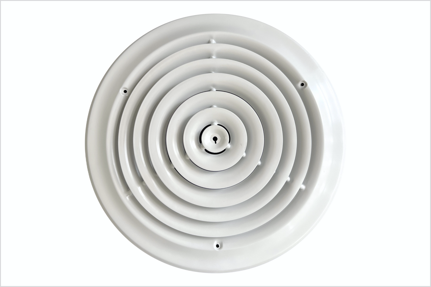 12" Round Ceiling Diffuser White Powder Coated with Outside Dimension of 16" Fitting in 12" Duct