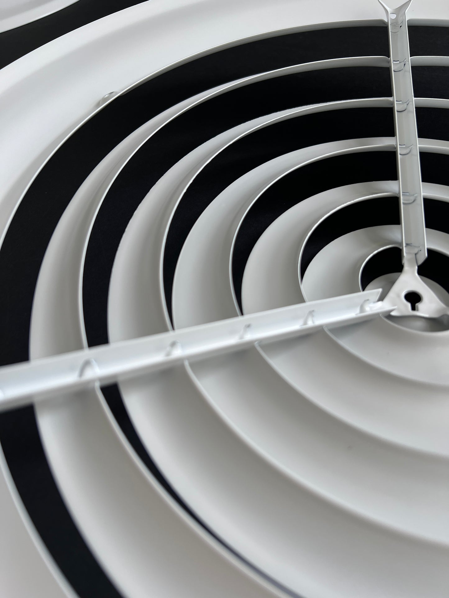 8" Round Ceiling Diffuser White Powder Coated fitting in 8" Duct Opening