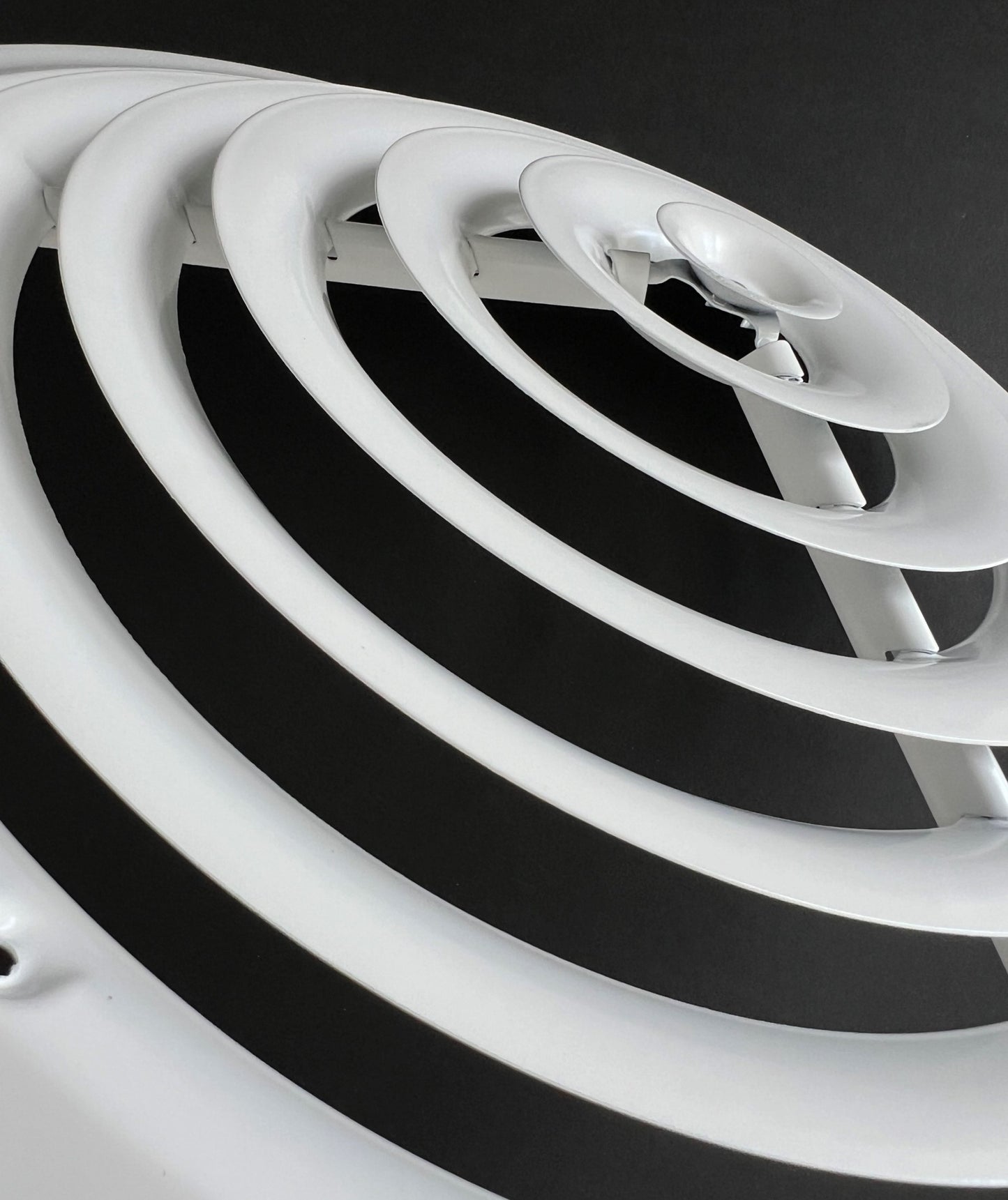 8" Round Ceiling Diffuser White Powder Coated with Outside Dimension of 12" Fitting in 8" Duct