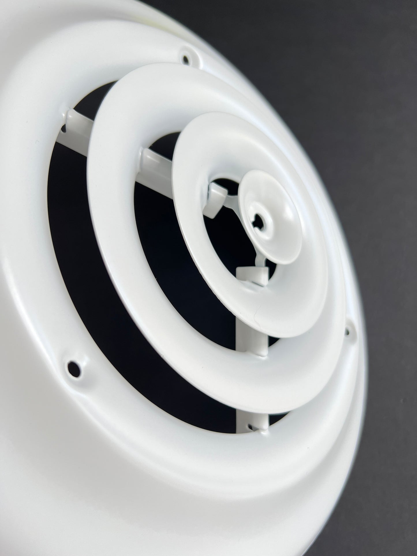 6" Round Ceiling Diffuser White Powder Coated with Outside Dimension of 10" Fitting in 6" Duct