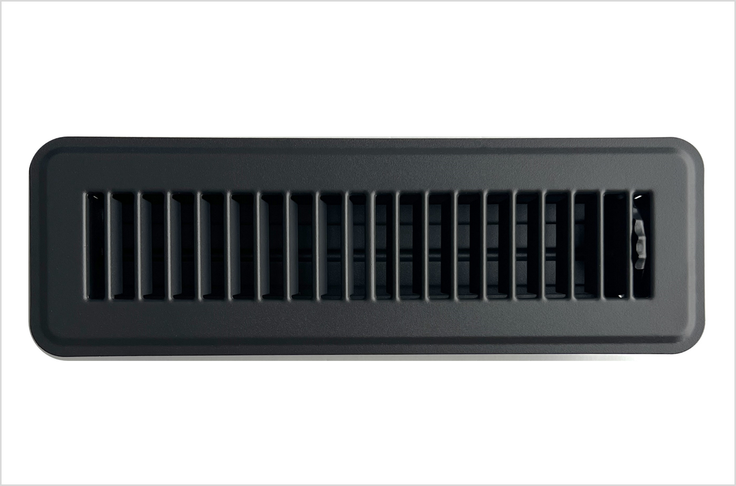 Heavy Duty Steel Floor Vent with Beautiful Black Matte Finish. Fits in 2 x 10 Duct Opening. Overall Dimension is 3.75 in Wide x 13.75 in Long