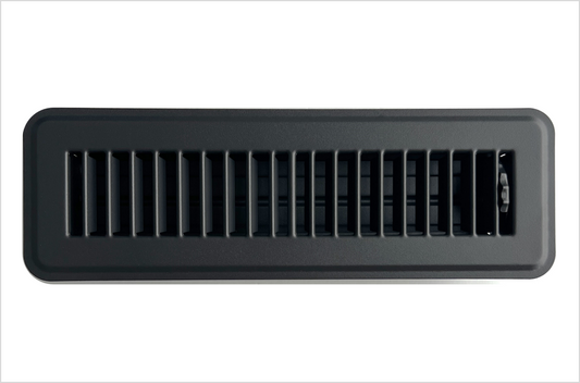 Heavy Duty Steel Floor Vent with Beautiful Black Matte Finish. Fits in 2 x 10 Duct Opening. Overall Dimension is 3.75 in Wide x 13.75 in Long