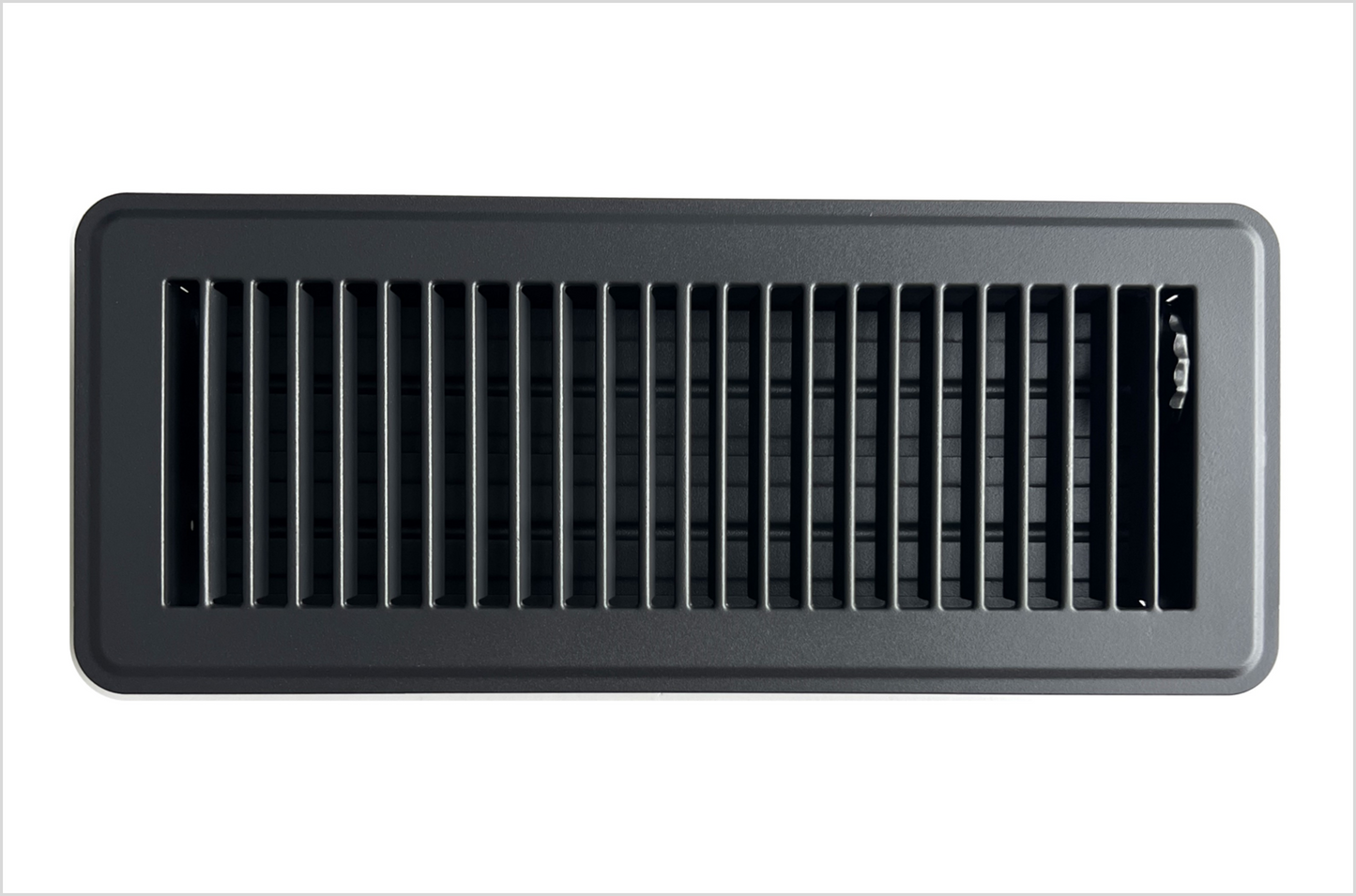 Heavy Duty Steel Floor Vent with Beautiful Black Matte Finish. Fits in 4 x 12 Duct Opening. Overall Dimension is 5.75 in Wide x 13.75 in Long