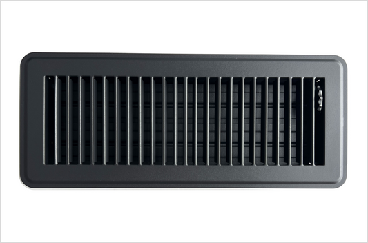 Heavy Duty Steel Floor Vent with Beautiful Black Matte Finish. Fits in 4 x 12 Duct Opening. Overall Dimension is 5.75 in Wide x 13.75 in Long