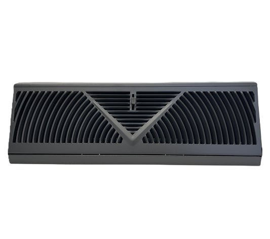 Fits 15" Floor Corner Baseboard Register 15" External Length Register Vent Cover Grille Adjustable Lever for Air Flow Control with Matte Black Powder Coating
